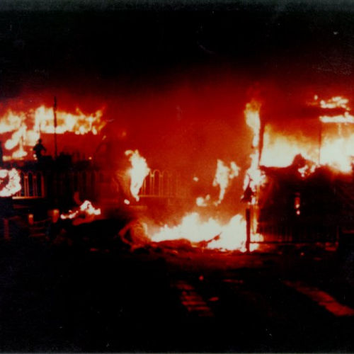 Scene of Tiananmen Square burning (HK Alliance)